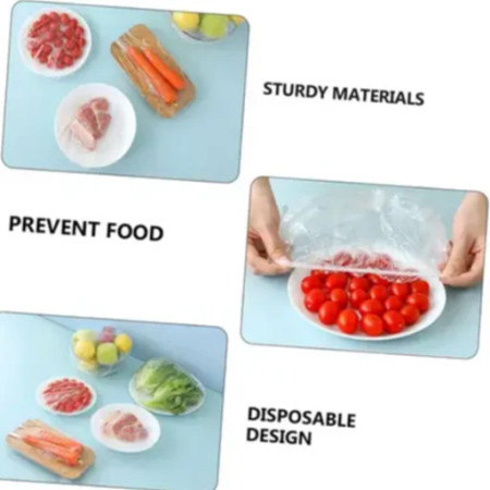 200 Pis Disposable Food Cover Plastic Wrap Elastic Food